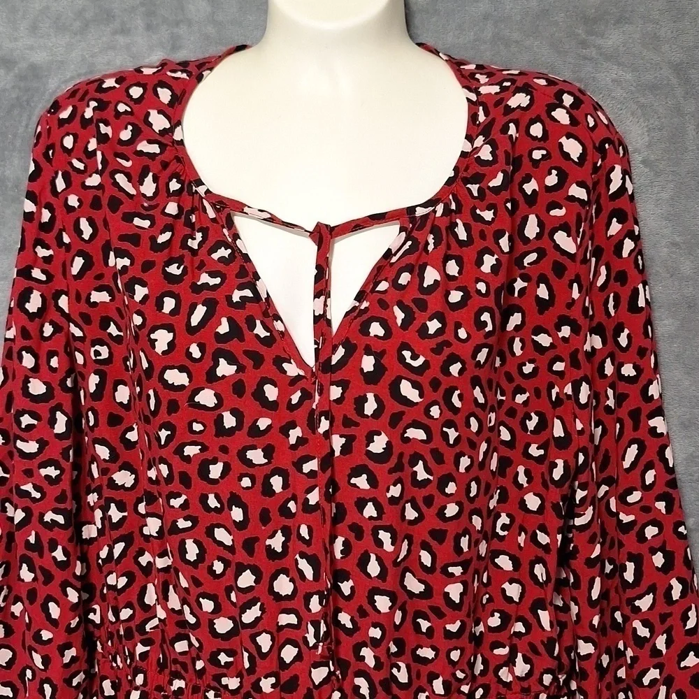 Old Navy Dress Midi Leopard Red